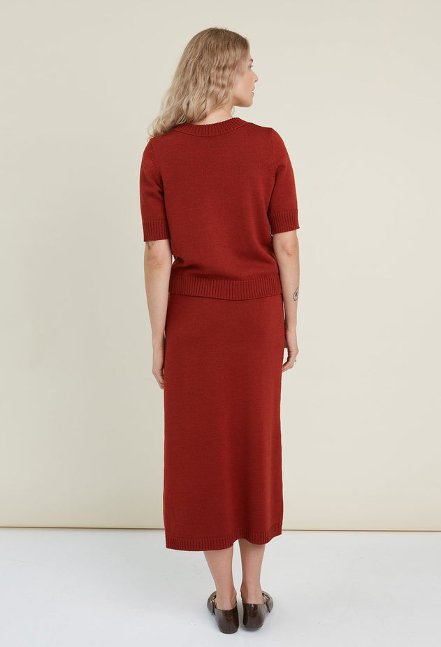 Knitted Merino Wool Skirt Rust