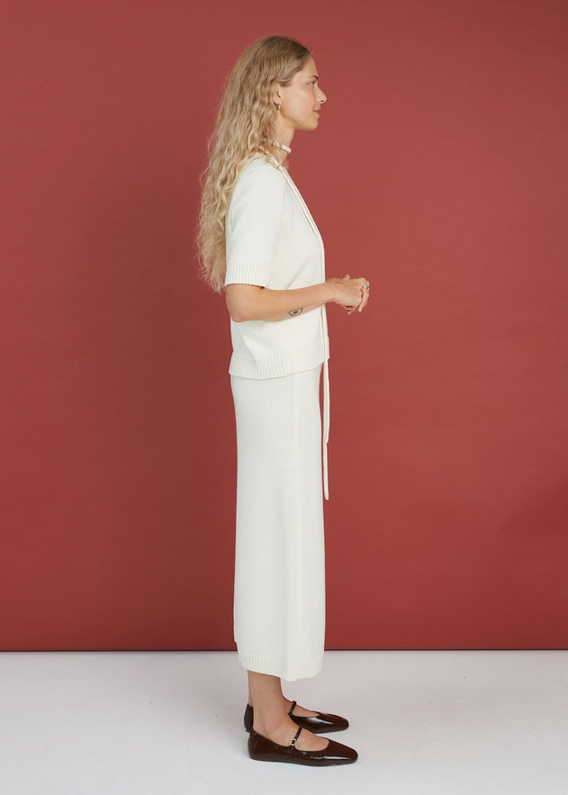 Knitted Merino Wool Top Natural White