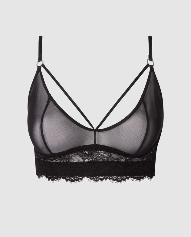 Pitsi Mesh Strappy Demi Läpikuultavat Rintaliivit Musta