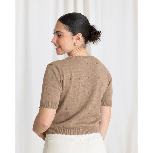 Short Sleeve Knit Sweater Mocha
