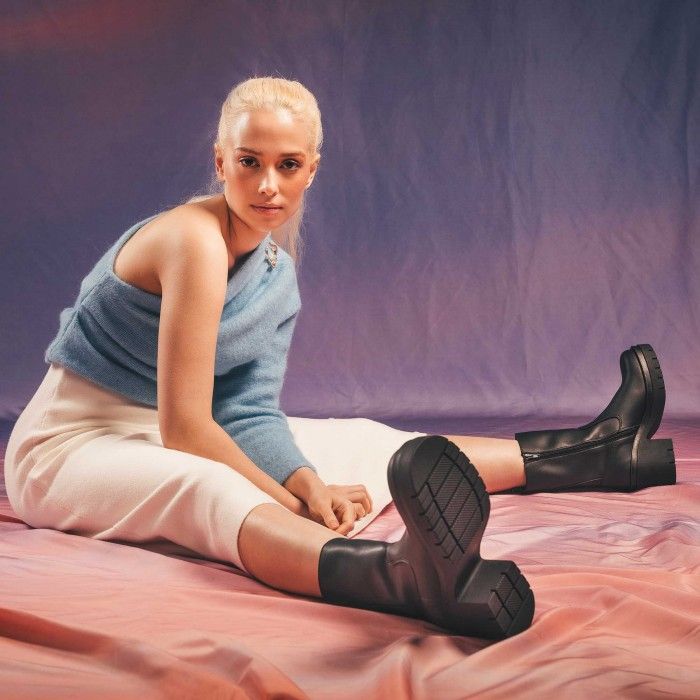Sima Musta Platform saappaat Mid-Calf