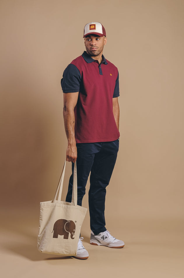 Color Block Polo Shirt Burgundy
