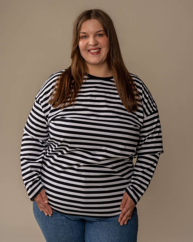 Muisto Long T-Shirt Black/White Stripe
