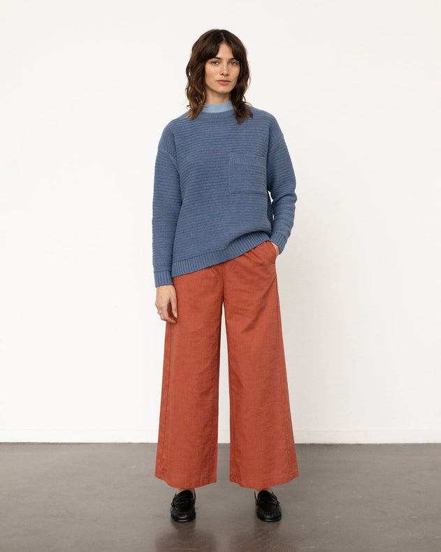 Unisex Loose Knit Sweatshirt Denim Blue