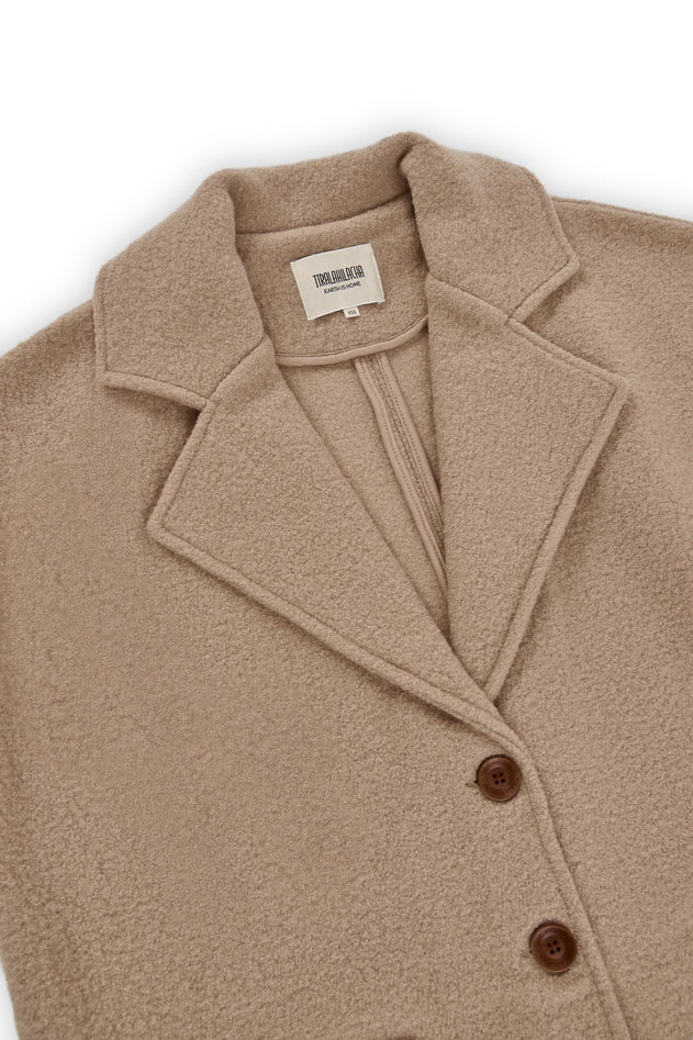 Merino Wool Long Coat in Beige