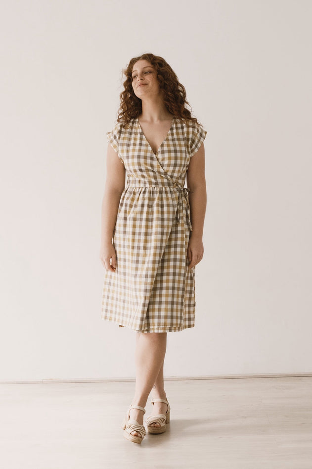 Hira Wrap Midi Dress Vichy