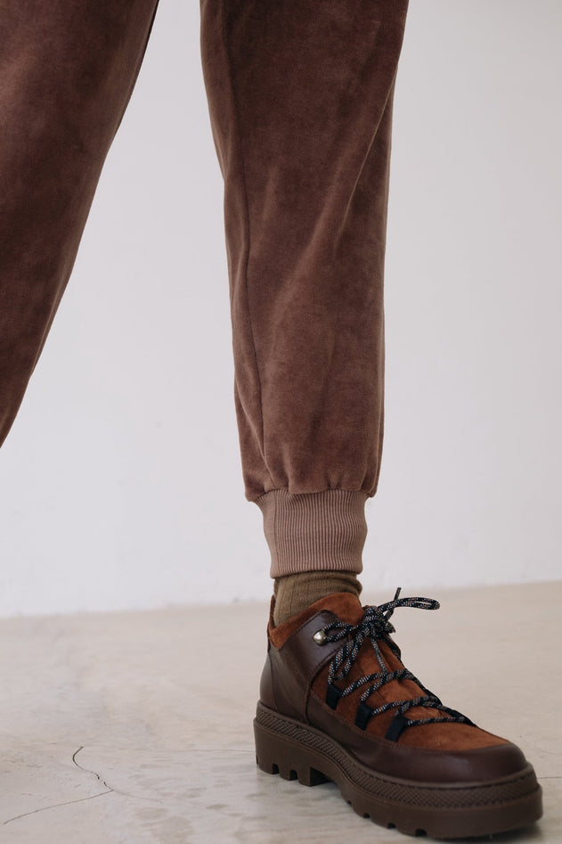 Organic Velvet Jogger in Mauve