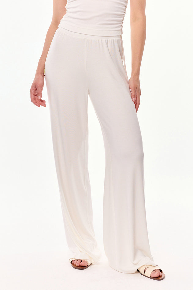 Ivy High Waist Viscose Pants Ecru