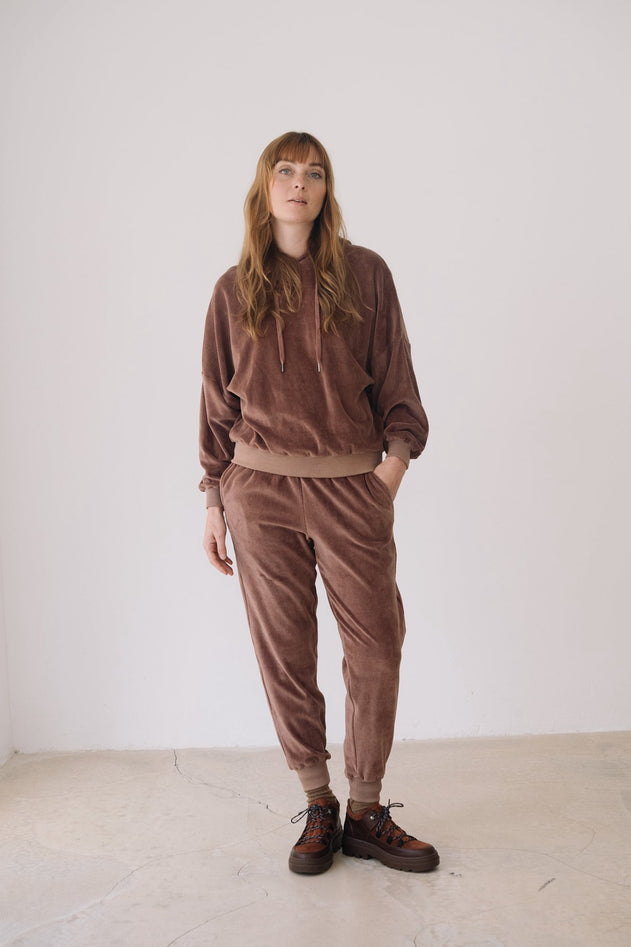 Organic Velvet Jogger in Mauve