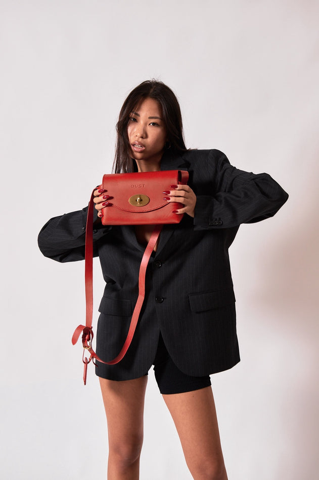 The Small Box Leather Bag Red