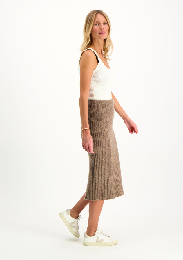 Marie Midi Skirt Beige