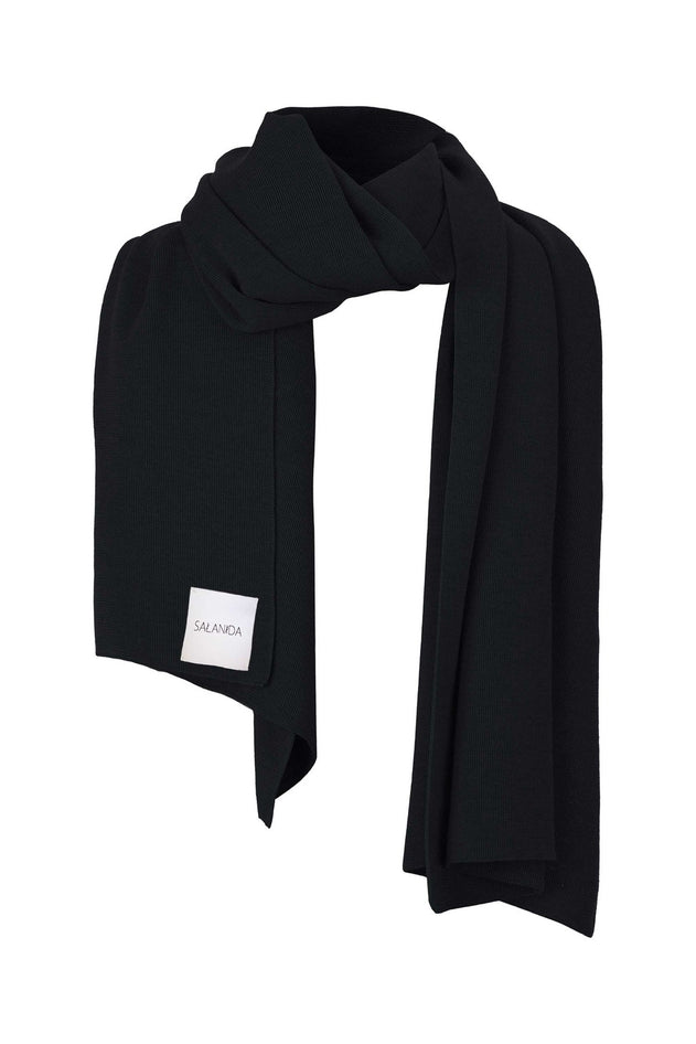 Via Merino Wool Scarf & Gloves Set Black