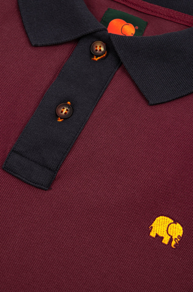 Color Block Polo Shirt Burgundy