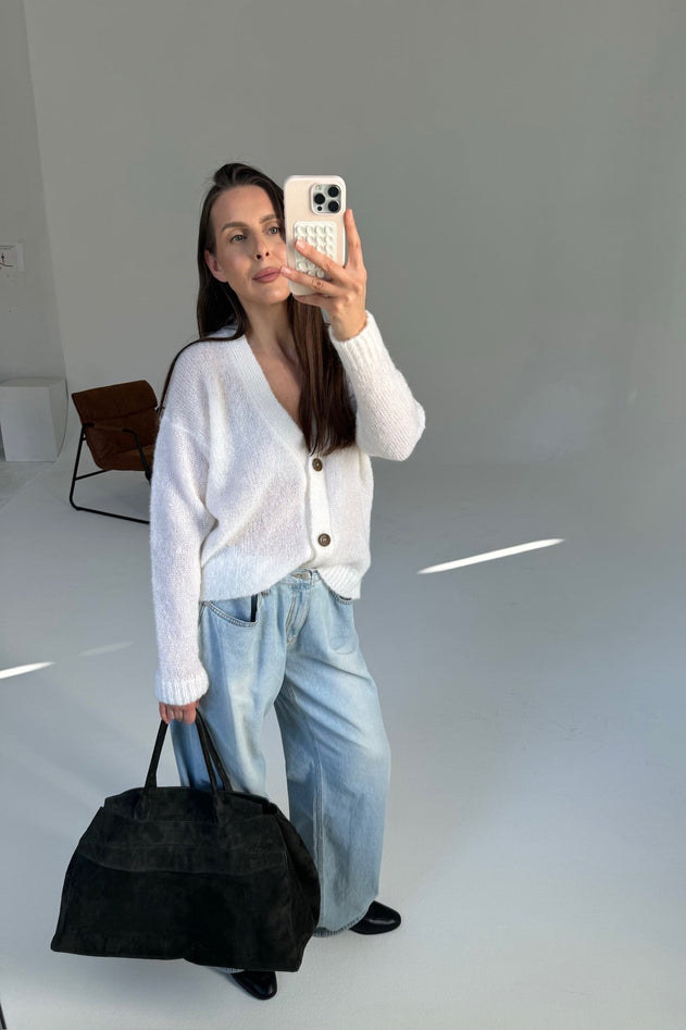 Melody Mohair Cardigan White