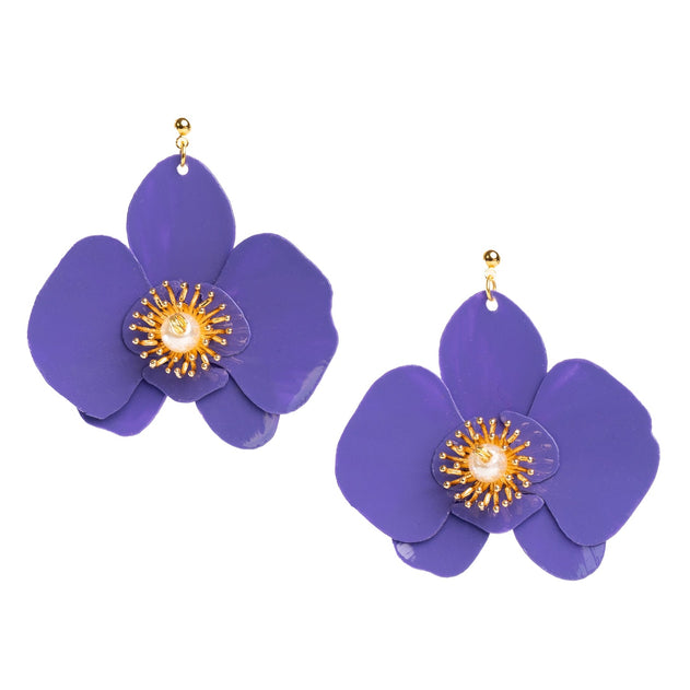 Butterfly Orchid Stud Earrings Blue