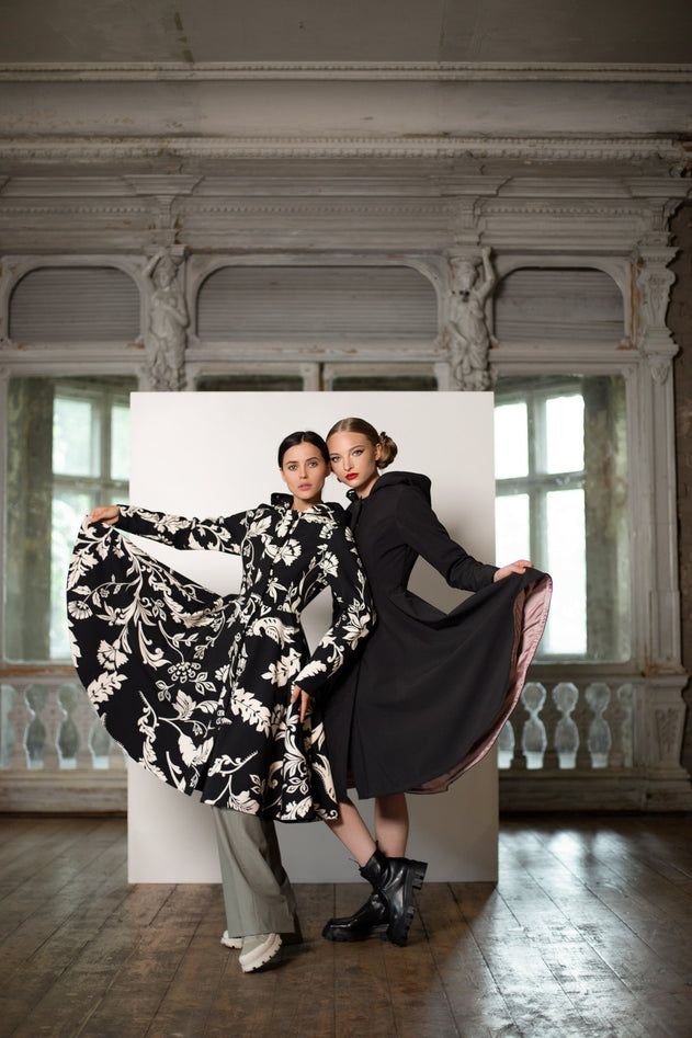 Fit and Flare Raincoat with Full Circle Hem Blooming Night