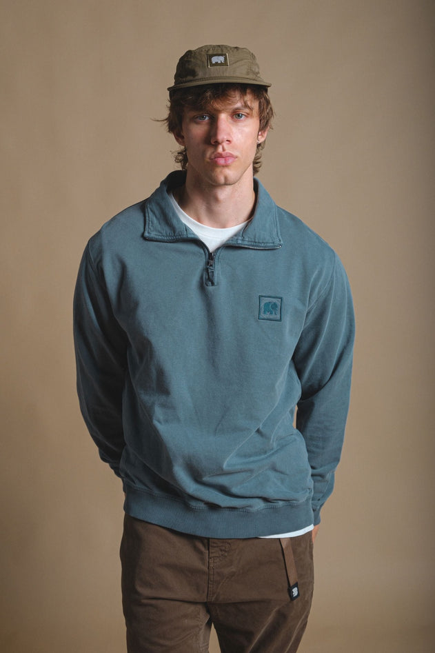 Men's Sauce Pigment Quarter Zip Sweater Elm Green