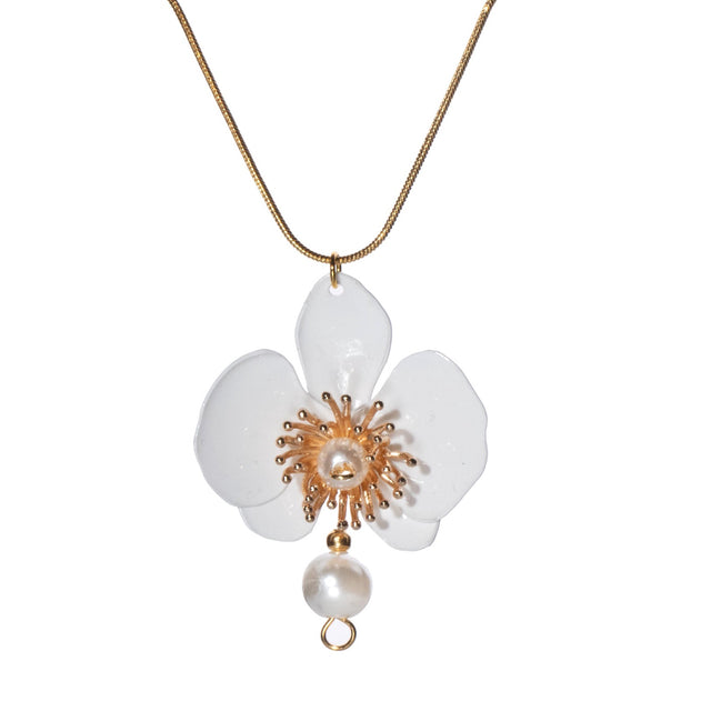Butterfly Orchid Pearl Necklace Red