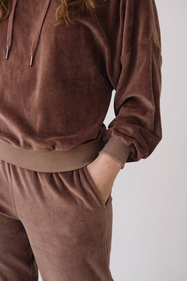 Organic Velvet Jogger in Mauve