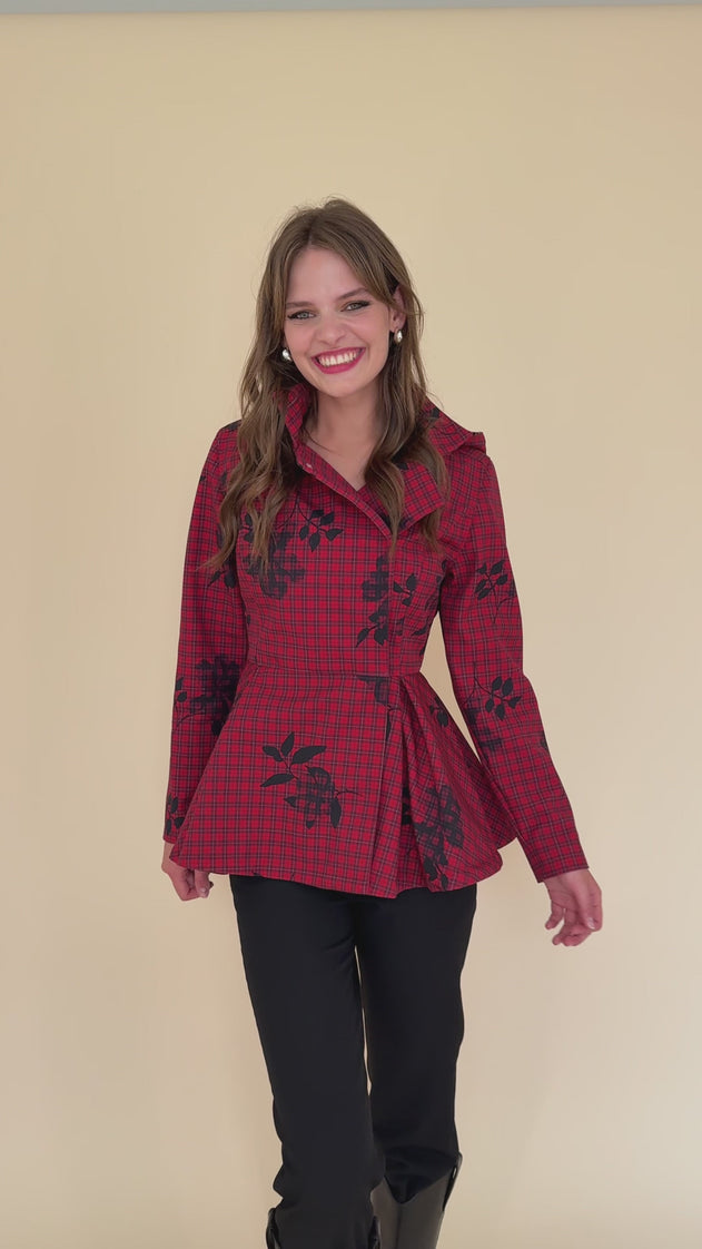 Double Breasted Jacket with Detachable Hood Crimson Heart Red