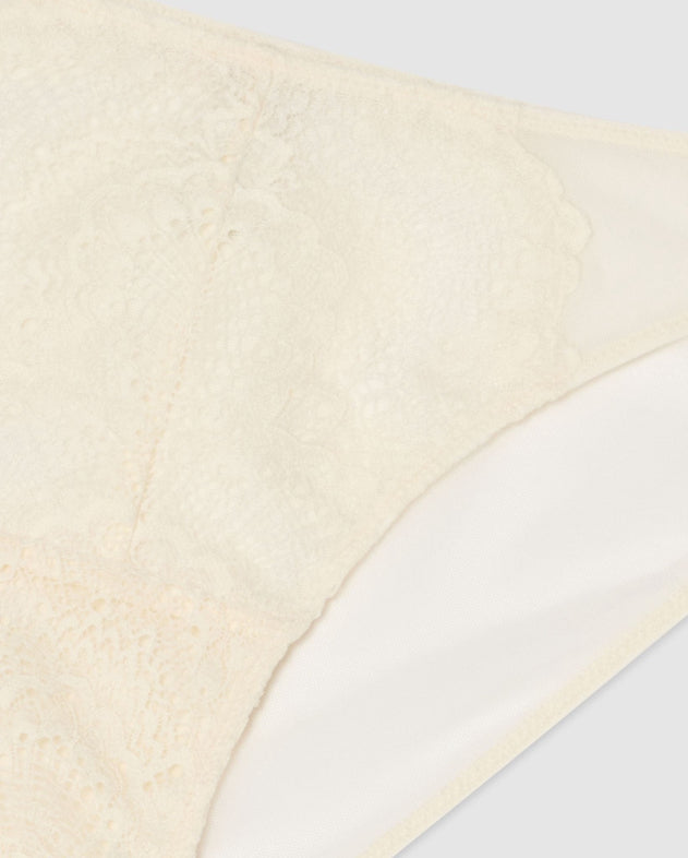 Lace Mesh Bikini Briefs Cream