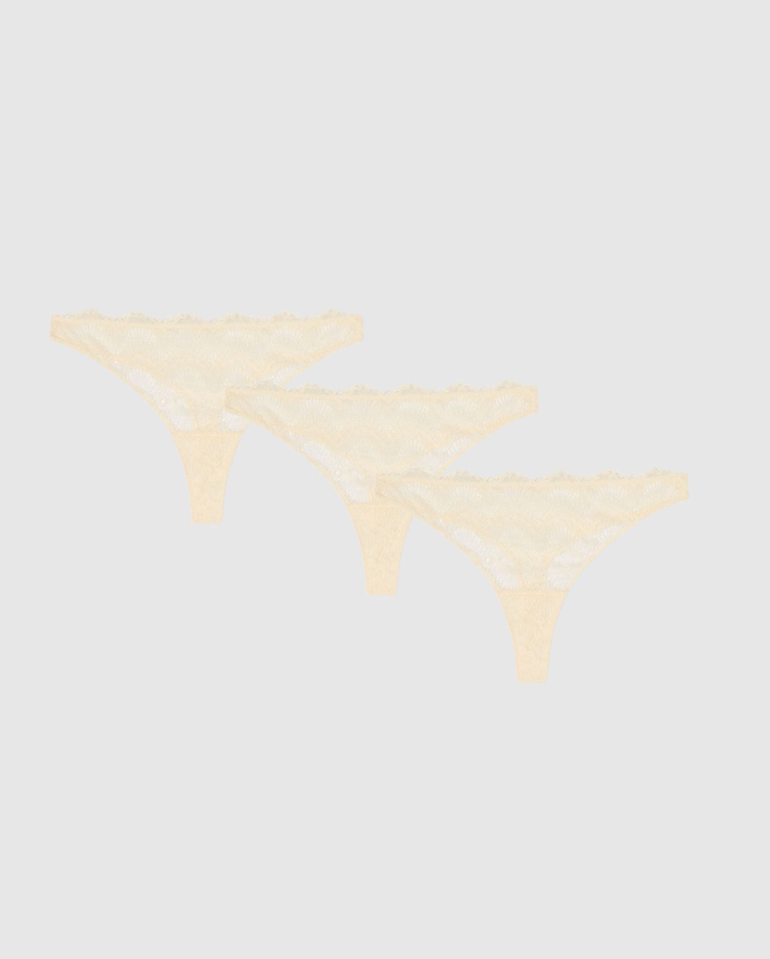 Lace Thong 3-Pack Cream