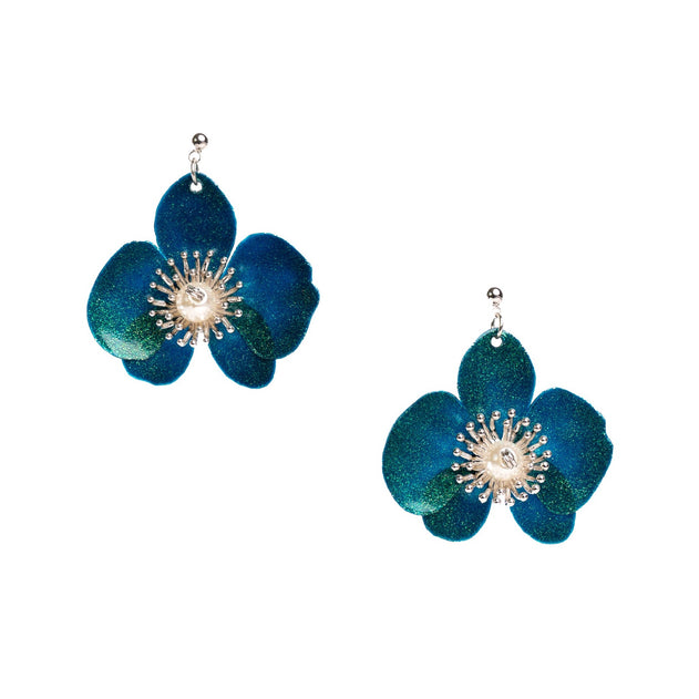 Small Butterfly Orchid Stud Earrings Red