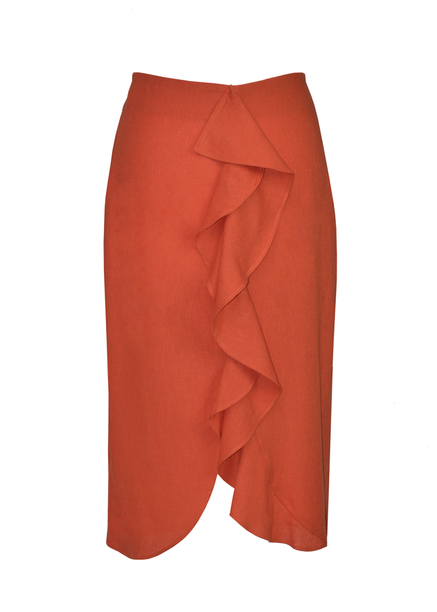 Najah Linen Skirt Orange
