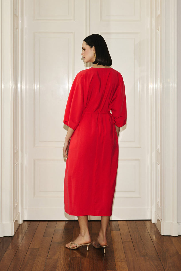 Mathilde Kimono Dress Red