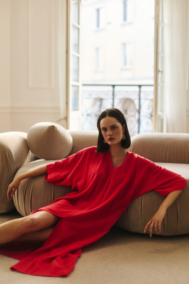 Mathilde Kimono Dress Red