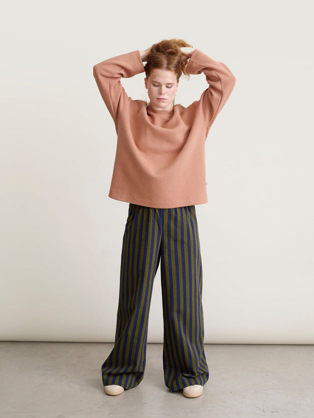 Stripy Seersucker Pants Green/Blue