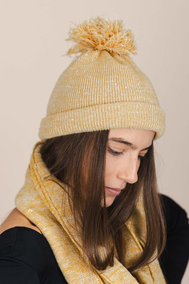 The Hemp Wool Bobble Beanie Yellow