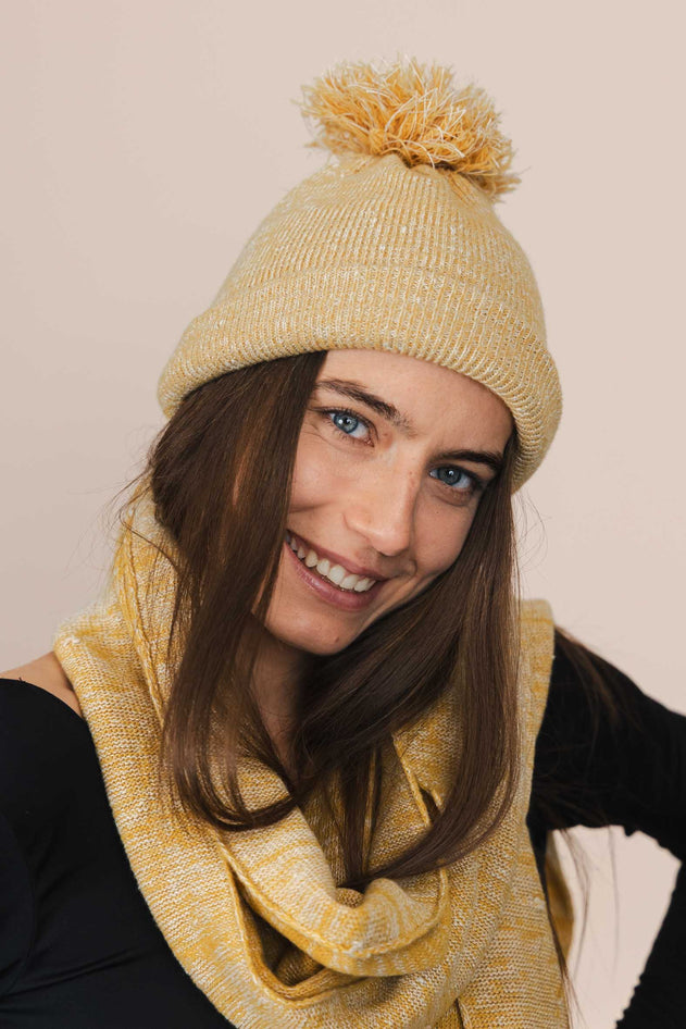 The Hemp Wool Bobble Beanie Yellow