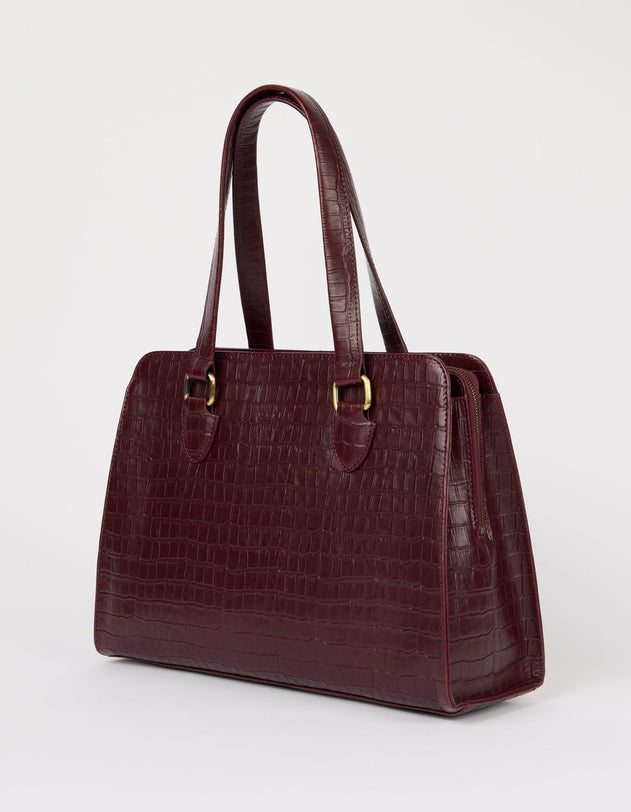 Blair Bag Dark Cherry Croco Print Leather