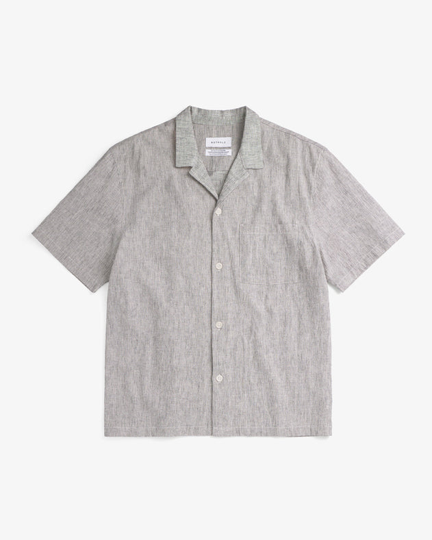 Unisex Bowling Shirt Grey Micro Stripe