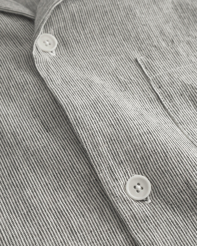 Unisex Bowling Shirt Grey Micro Stripe