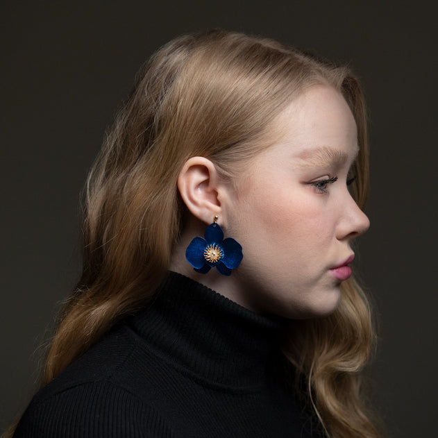 Butterfly Orchid Stud Earrings Blue