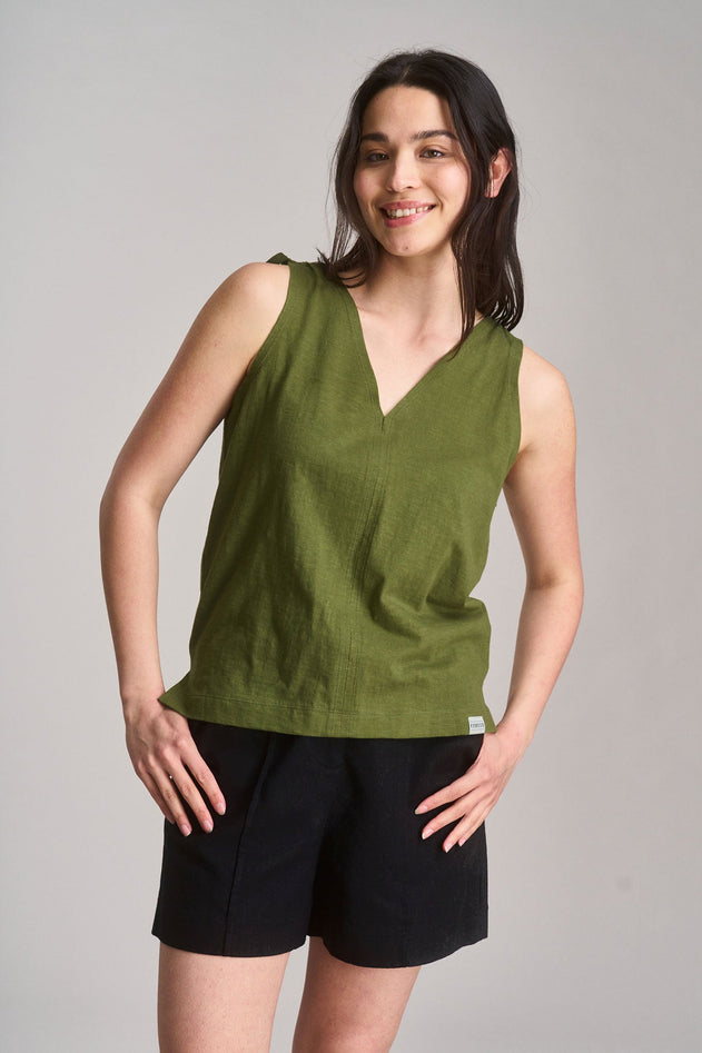 Celia Organic Cotton Top Green