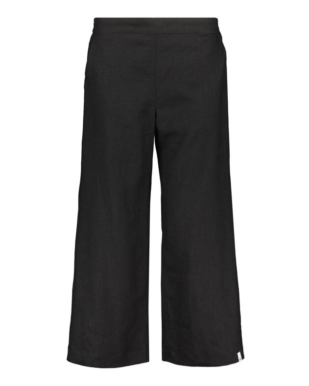 Culottes Linen Trousers Stonewashed Black - IVALO.COM