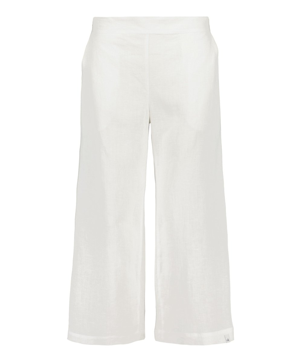 Culottes Linen Trousers Coconut Milk White - IVALO.COM