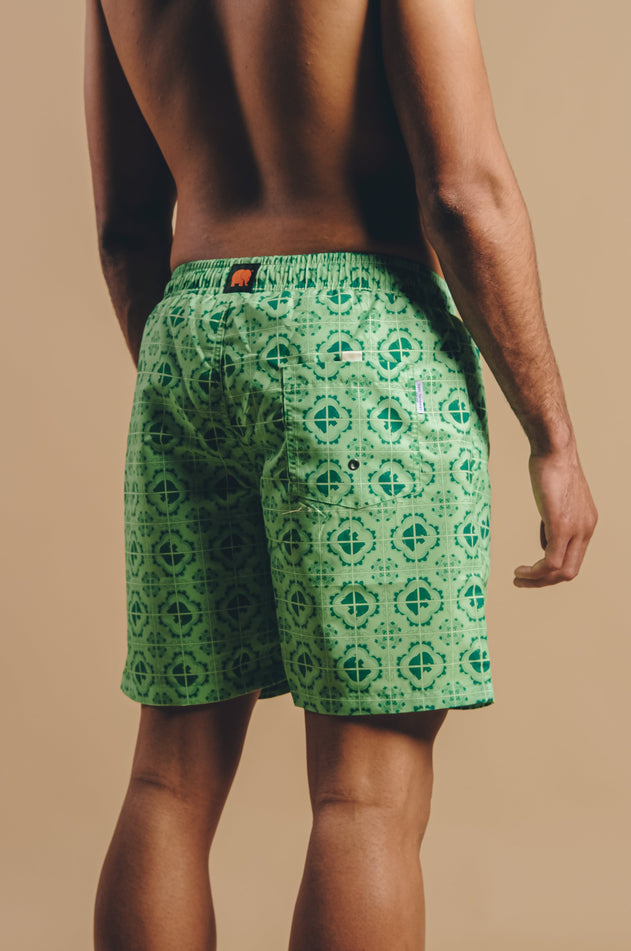 Men's Tiles Swim Shorts Aqua Green