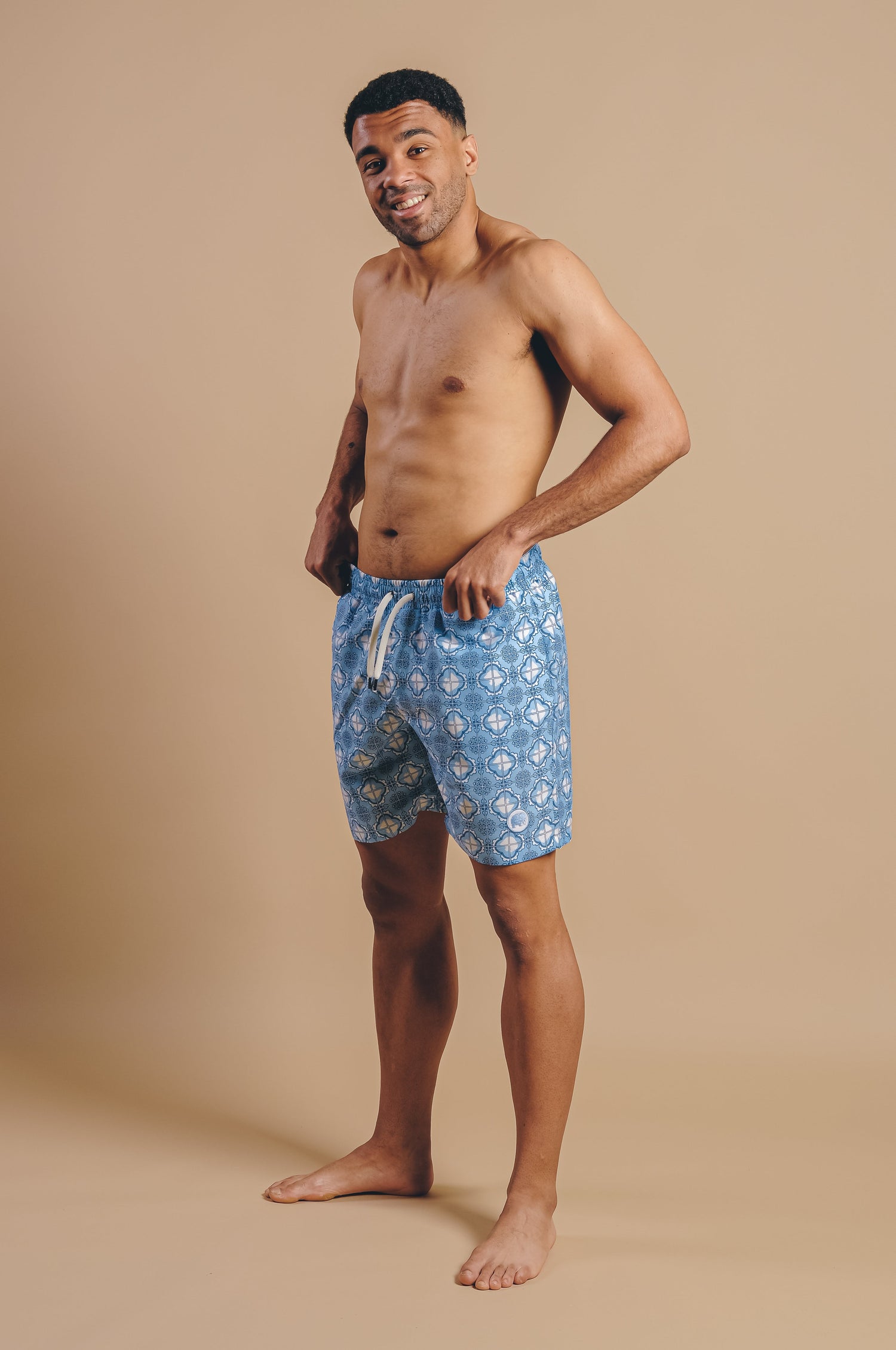 Men's Tiles Swim Shorts Light Blue