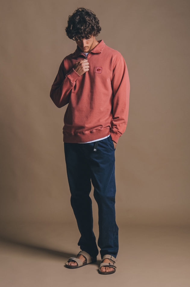 Men's Sauce Pigment Quarter Zip Sweater Burning Sky