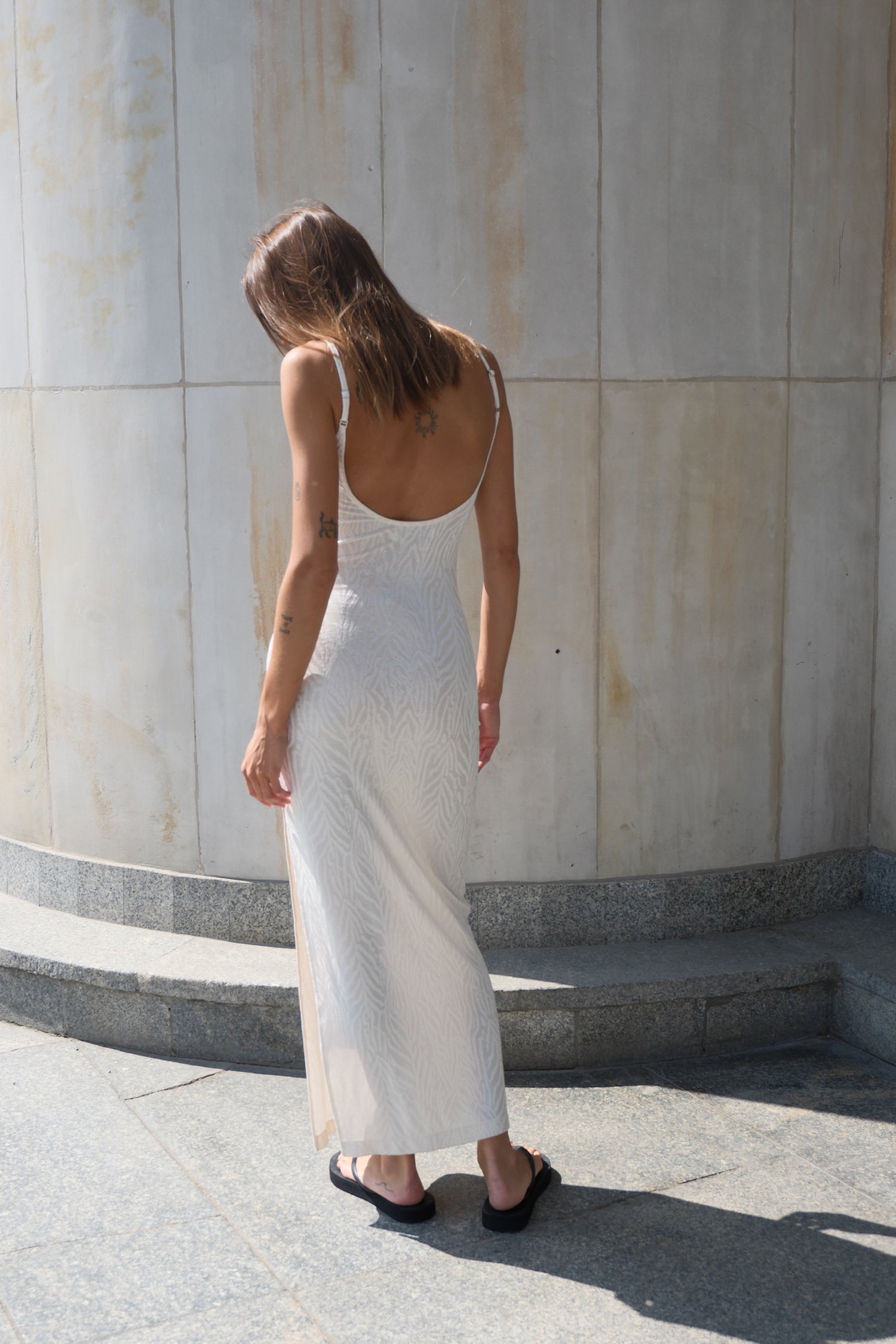 Jacquard Maxi Dress Cream