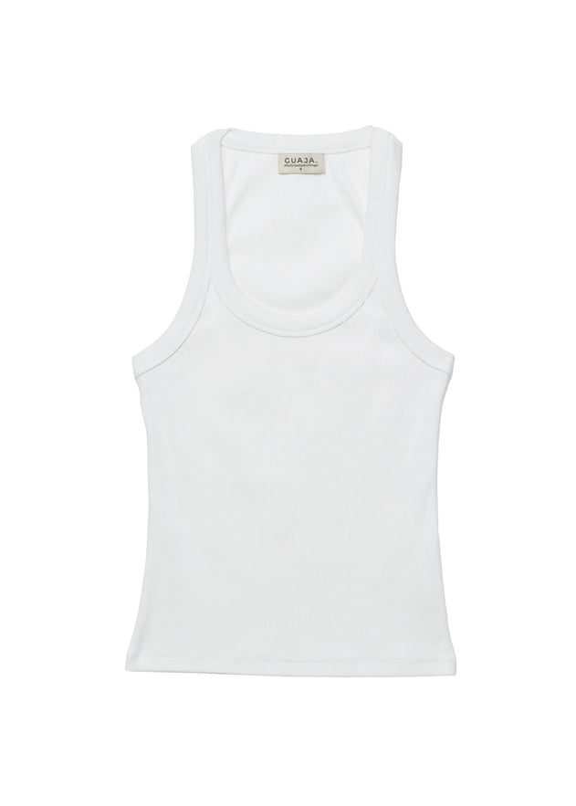 Jimmy Scoop-Neck Ribbed Tank Top White