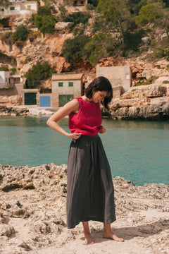 Mona Long Linen Skirt