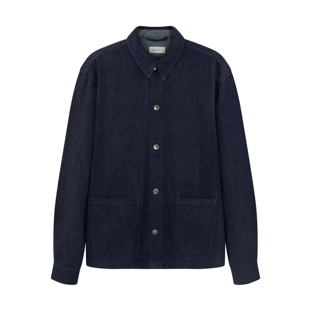 Women's Sorry Lightweight Hemp Blend Denim Shacket Raw Blue