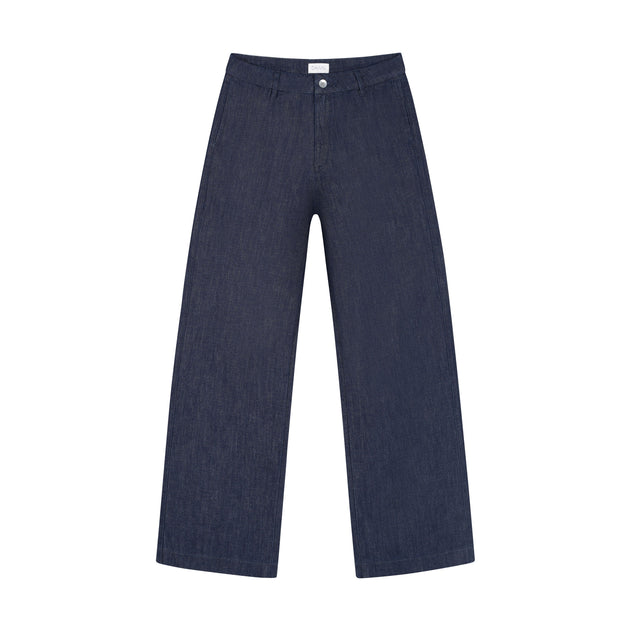 Tomorrow Wide Lightweight Hemp Blend Chinos Raw Blue