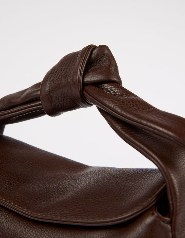 Coco Croissant Bag Soft Grain Leather Chocolate Brown