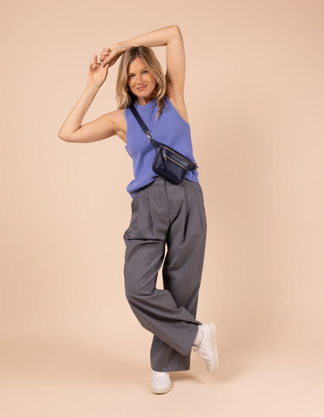 Beck's Bum Bag Classic Leather Midnight Blue